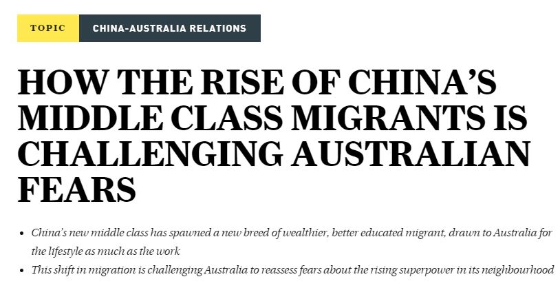 中国中产崛起成澳移民主流！致澳人恐慌 因为…